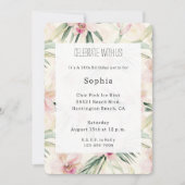 ピンクかわいらしの熱帯蘭の花誕生日 招待状 (正面)