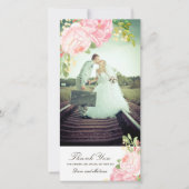 ピンクかわいらしの牡丹ありがとうフォトカード(4x8) サンキューカード (正面)