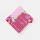 ピンクかわいらしの牡丹とピンクの金ゴールド結婚の スタンダードランチョンナプキン (角)