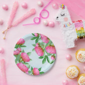 ピンクかわいらしの牡丹の花束 ペーパープレート (パーティー)