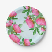 ピンクかわいらしの牡丹の花束 ペーパープレート (正面)