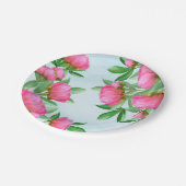 ピンクかわいらしの牡丹の花束 ペーパープレート (アングル)
