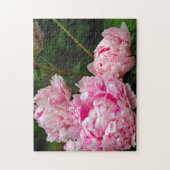 ピンクかわいらしの牡丹フローラ写真 ジグソーパズル (縦)
