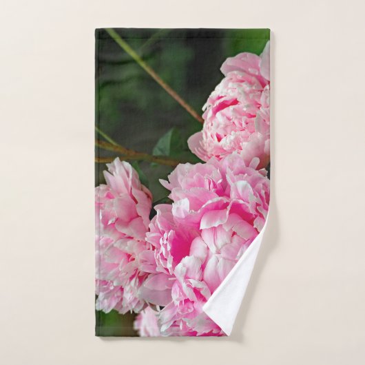 ピンクかわいらしの牡丹フローラ写真 バスタオルセット (ハンドタオル)