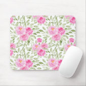 ピンクかわいらしの牡丹フローラ花束パターン マウスパッド (マウス)