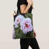 ピンクかわいらしの牡丹プリントトートバッグ トートバッグ (クローズアップ)