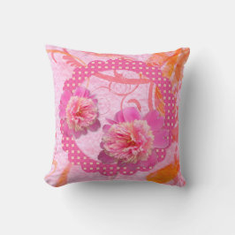 ピンクかわいらしの牡丹枕 クッション