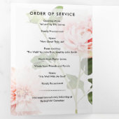 ピンクかわいらしの牡丹6ページの3回葬儀プログラム 三つ折りプログラム (内部最初)