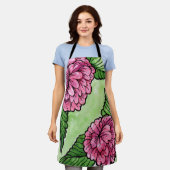 ピンクかわいらしの牡丹 エプロン (着用した状態)