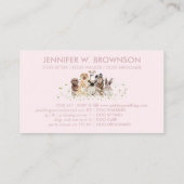 ピンクかわいらしの犬のデイジー,ペットの新郎,ペットのケア 名刺 (裏面)