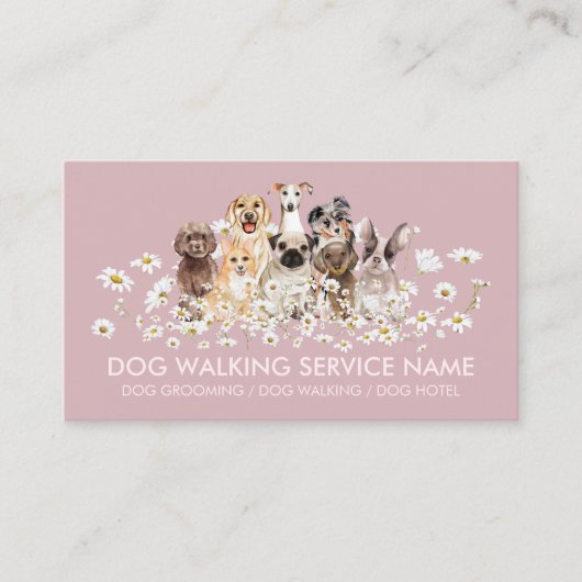 ピンクかわいらしの犬のデイジー,ペットの新郎,ペットのケア 名刺 (正面)