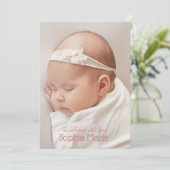ピンクかわいらしの甘いベビー写真の誕生のお知らせ (スタンド正面)