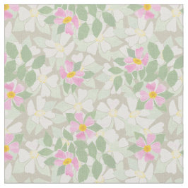 ピンクかわいらしの白い犬のバラ ファブリック