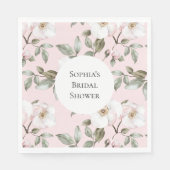 ピンクかわいらしの白い花のブライダルシャワー スタンダードランチョンナプキン (正面)