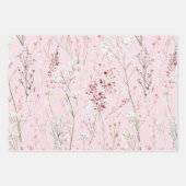 ピンクかわいらしの白い花のブライダルシャワー ラッピングペーパーシート (正面3)