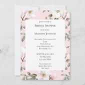 ピンクかわいらしの白い花のブライダルシャワー 招待状 (正面)