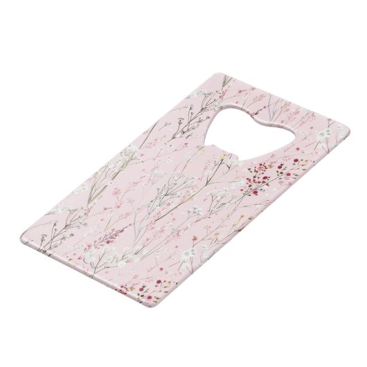 ピンクかわいらしの白い花 クレジットカード栓抜き (裏面アングル)