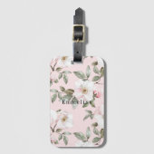ピンクかわいらしの白い花 ラゲッジタグ (正面縦)