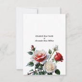 ピンクかわいらしの白い赤いバラのフローラ結婚 サンキューカード (裏面)