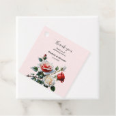 ピンクかわいらしの白い赤いバラのフローラ結婚 フェイバータグ (インサイチュ)