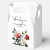 ピンクかわいらしの白い赤いバラのフローラ結婚 フェイバーボックス (オープン)