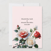 ピンクかわいらしの白い赤いバラのフローラ結婚 招待状 (裏面)