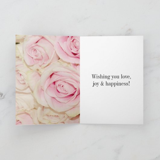 ピンクかわいらしの白のバラ カード (内部)