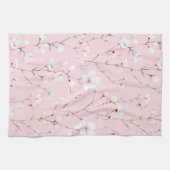 ピンクかわいらしの白フローラ キッチンタオル (横)