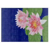 ピンクかわいらしの睡蓮：ガラス製のカッティングボード カッティングボード (正面)