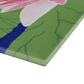 ピンクかわいらしの睡蓮：ガラス製のカッティングボード カッティングボード (角)