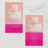 ピンクかわいらしの結婚ケーキで 名刺 (正面/裏面)