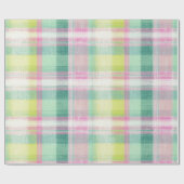 ピンクかわいらしの緑のプライド織フェイクりテクスチャの外観 ラッピングペーパー (フラット)