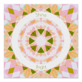 ピンクかわいらしの緑の輝く明るい星ドーパミンデコル ポスター