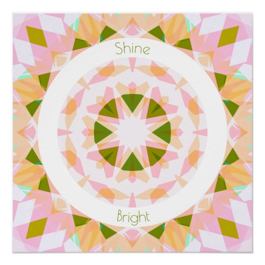 ピンクかわいらしの緑の輝く明るい星ドーパミンデコル ポスター (正面)