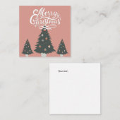 ピンクかわいらしの背モダン景スクリプトツリー ノートカード (正面/裏面)