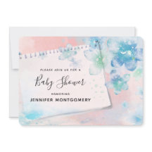 ピンクかわいらしの背景に青い花ベビーシャワー