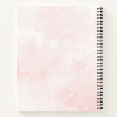 ピンクかわいらしの背景に青い花 ノートブック (裏面)