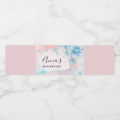 ピンクかわいらしの背景に青い花 ペットボトルラベル (シングルラベル)