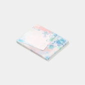 ピンクかわいらしの背景に青い花 ポストイット (アングル)