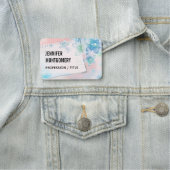 ピンクかわいらしの背景に青い花 名札 (インサイチュ)