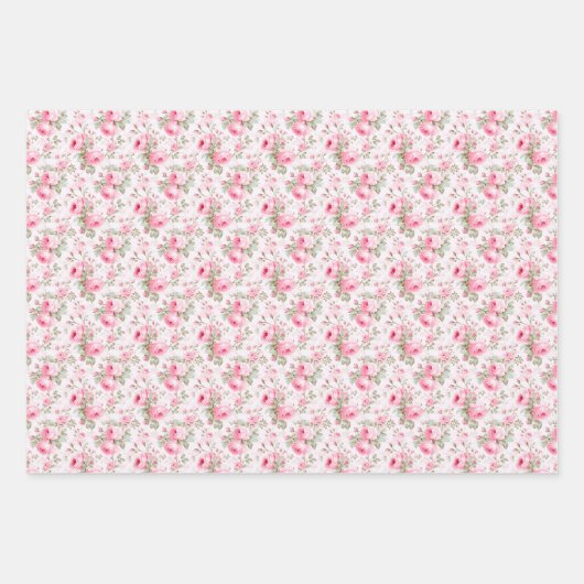 ピンクかわいらしの色彩の鮮やかバラ ラッピングペーパーシート (正面3)