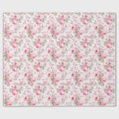 ピンクかわいらしの色彩の鮮やかバラ ラッピングペーパー (フラット)