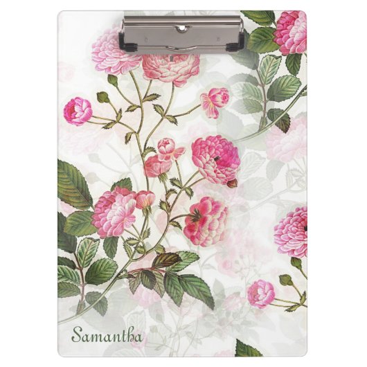 ピンクかわいらしの花あなたの名前を追加 クリップボード (正面)