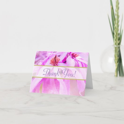 ピンクかわいらしの花が咲いてくれてありがとう サンキューカード (正面)