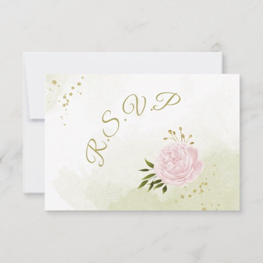 ピンクかわいらしの花が緑葉の植物 出欠カード (裏面)