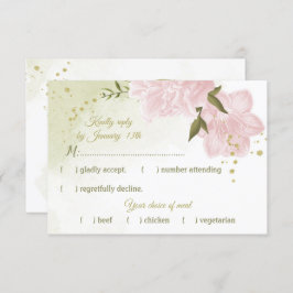 ピンクかわいらしの花が緑葉の植物 出欠カード