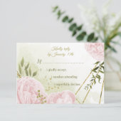 ピンクかわいらしの花が緑葉の植物 出欠カード (スタンド正面)