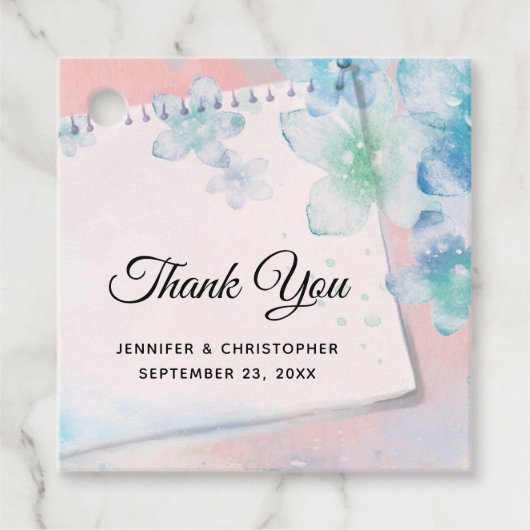 ピンクかわいらしの花が青結婚い フェイバータグ (正面)