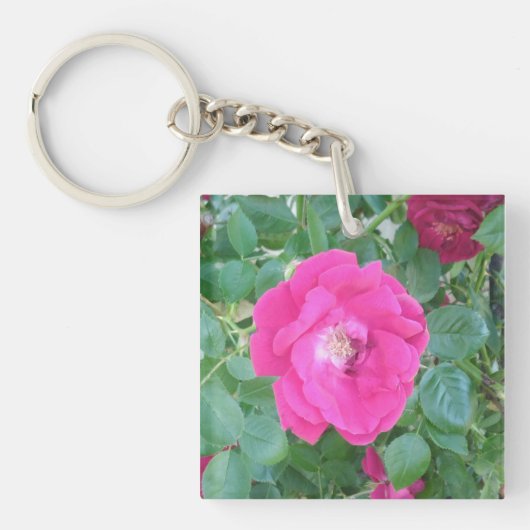 ピンクかわいらしの花で キーホルダー (正面)