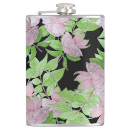 ピンクかわいらしの花と葉の房フローラ  フラスク